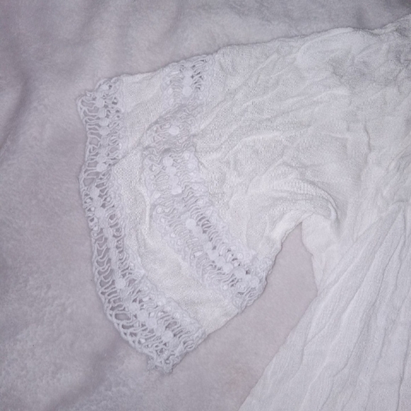 Surf Gypsy Boho Blouse Off Shoulder Blouse with Neon Tassel Accents Sz Large - Picture 6 of 10